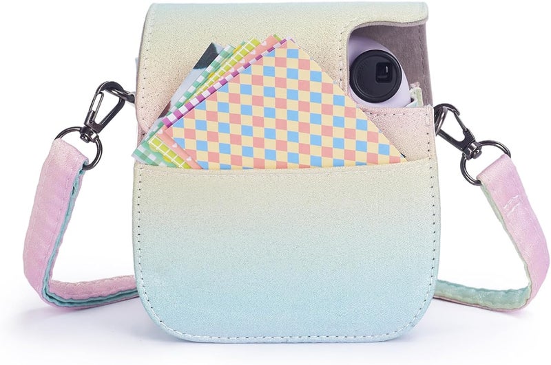Phetium Instant mini 12 Camera Protective Case Compatible with Instax Mini 12 11,PU Leather Bag with Pocket and Adjustable Shoulder Strap (Shining Rainbow) - Image 4